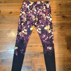 Jockey Purple and Yellow Floral Leggings Womens Medium